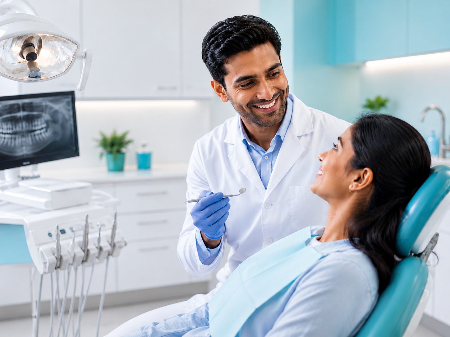 Dentist consulting a patient at MBrace Dentistry
